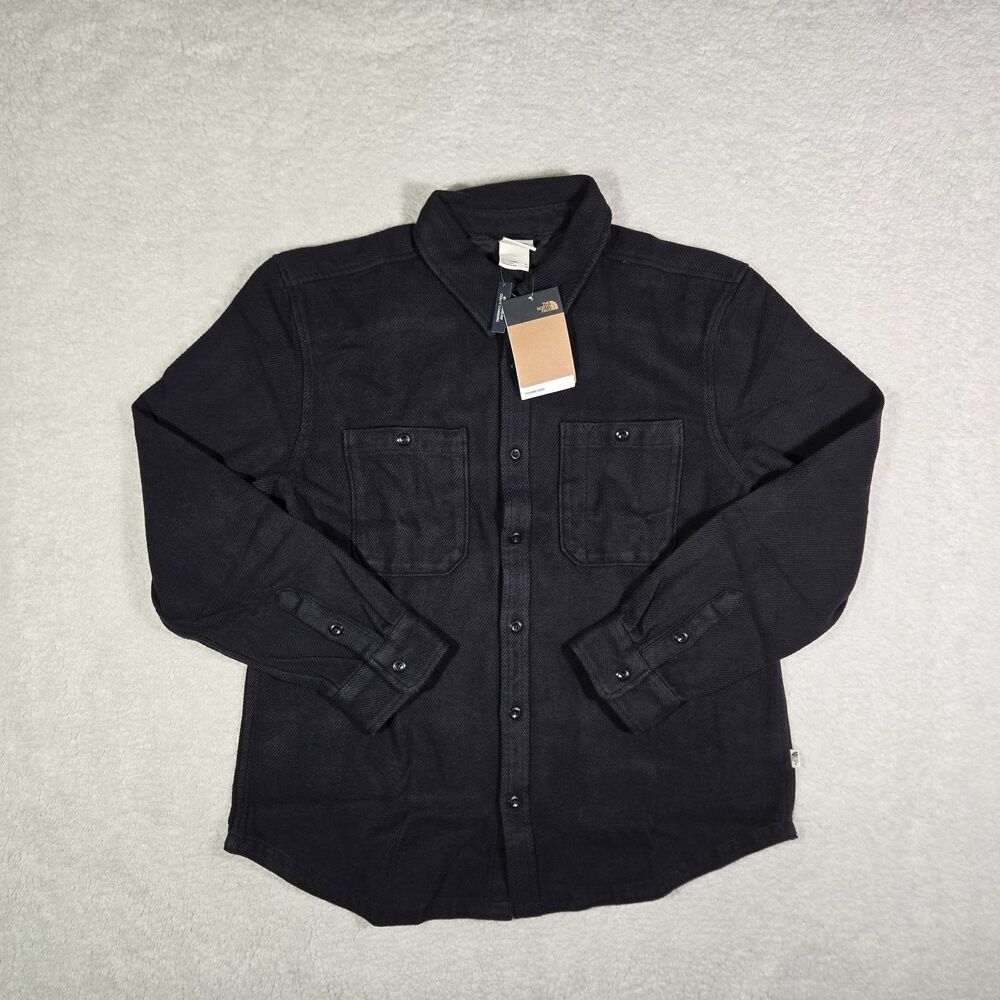$100 The North Face Heavyweight Valley Twill Flannel Black Shirt Mens XL